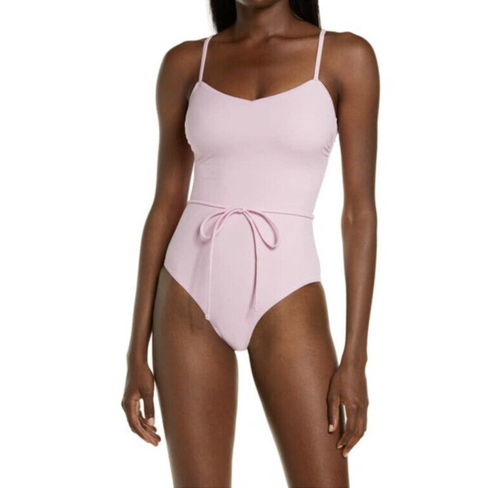Chelsea28 Easy Retro One Piece Swimsuit Size XL Pink Shore Tie Waist
